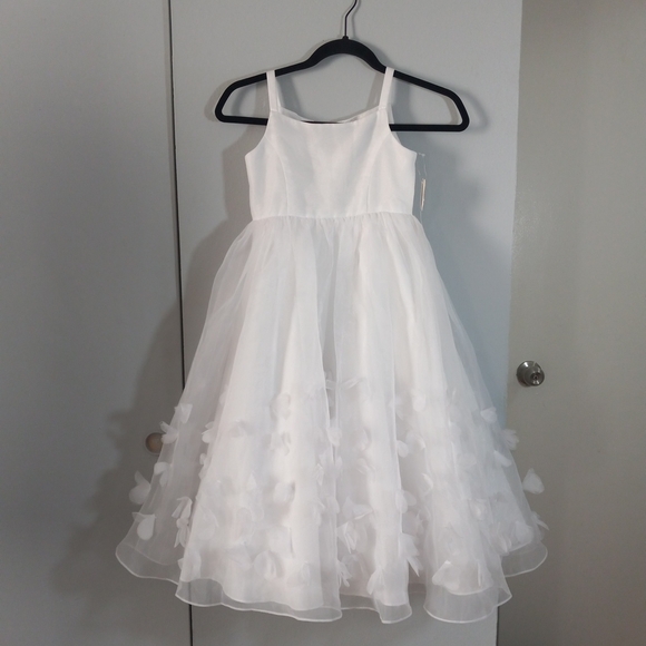 David's Bridal White Floral Girl, Communion, Party, Formal Dress Size 7 NWT - Picture 1 of 10